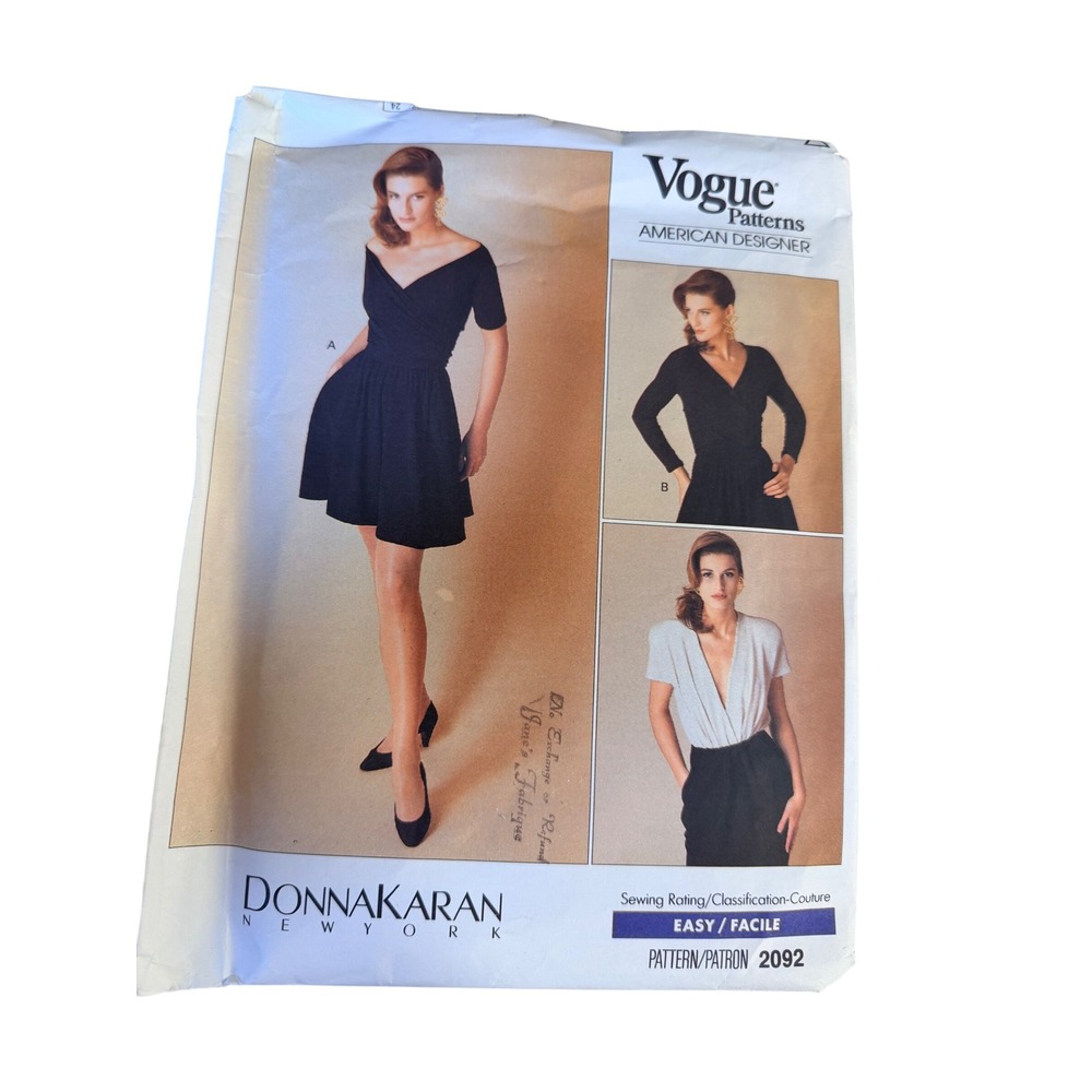 Uncut Vogue 2092 Pattern Size 16 Donna Karan Bodysuit Top Shorts 80s Vintage
